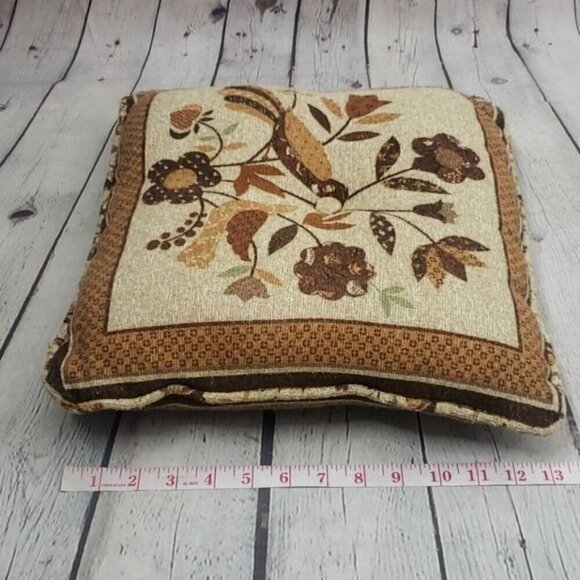 Vintage Folk Art  Grandmacore Birds Brown Tan Throw Pillow - Picture 9 of 10